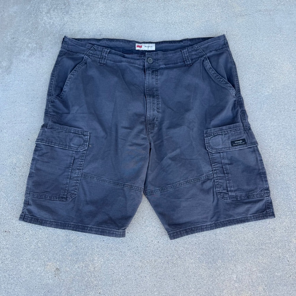 Wrangler Mens Relaxed Fit Cargo Shorts Dark‎ Gray Ripstop Cotton Blend Size 40